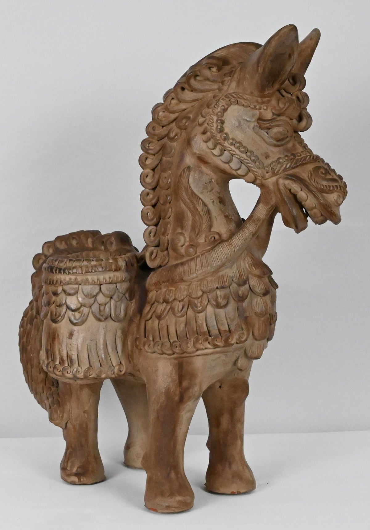 Hand Carved Terracotta Horse Sculpture attributed to Ugo Zaccagnini — detail 3