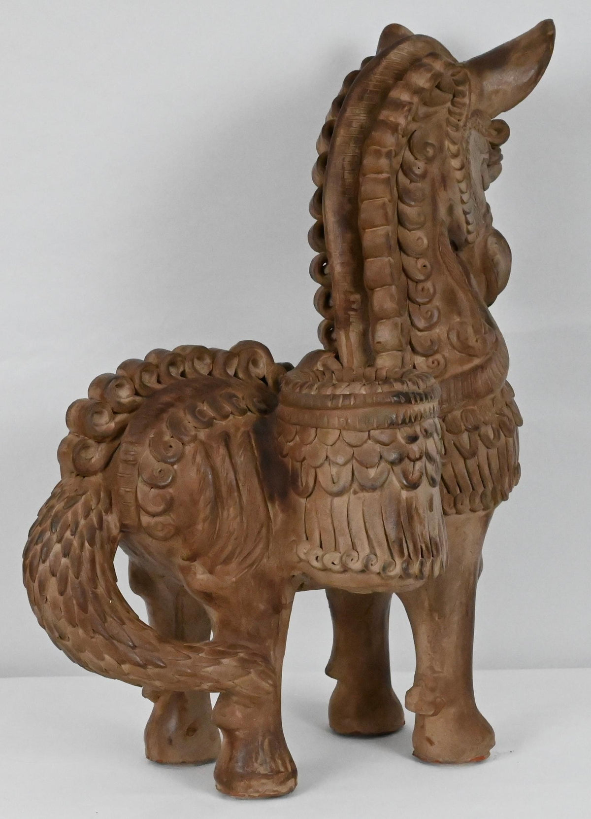 Hand Carved Terracotta Horse Sculpture attributed to Ugo Zaccagnini — detail 4