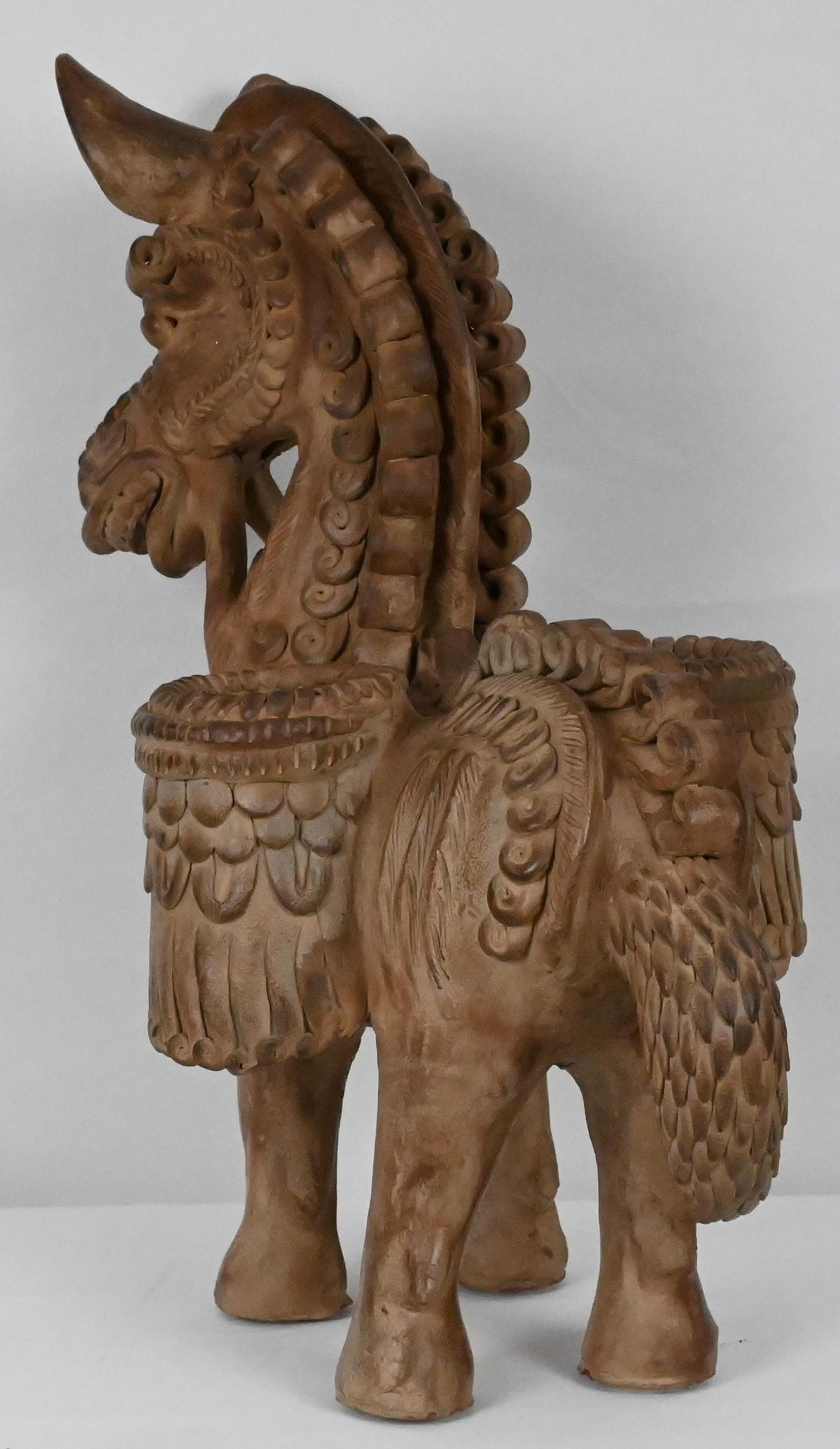 Hand Carved Terracotta Horse Sculpture attributed to Ugo Zaccagnini — detail 5