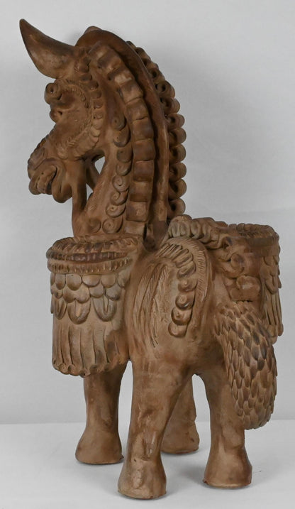 Hand Carved Terracotta Horse Sculpture attributed to Ugo Zaccagnini — detail 5