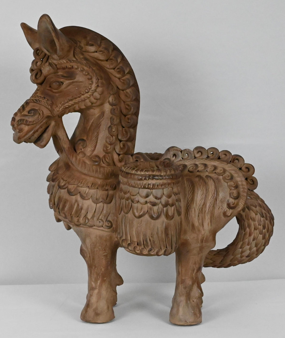 Hand Carved Terracotta Horse Sculpture attributed to Ugo Zaccagnini — detail 6