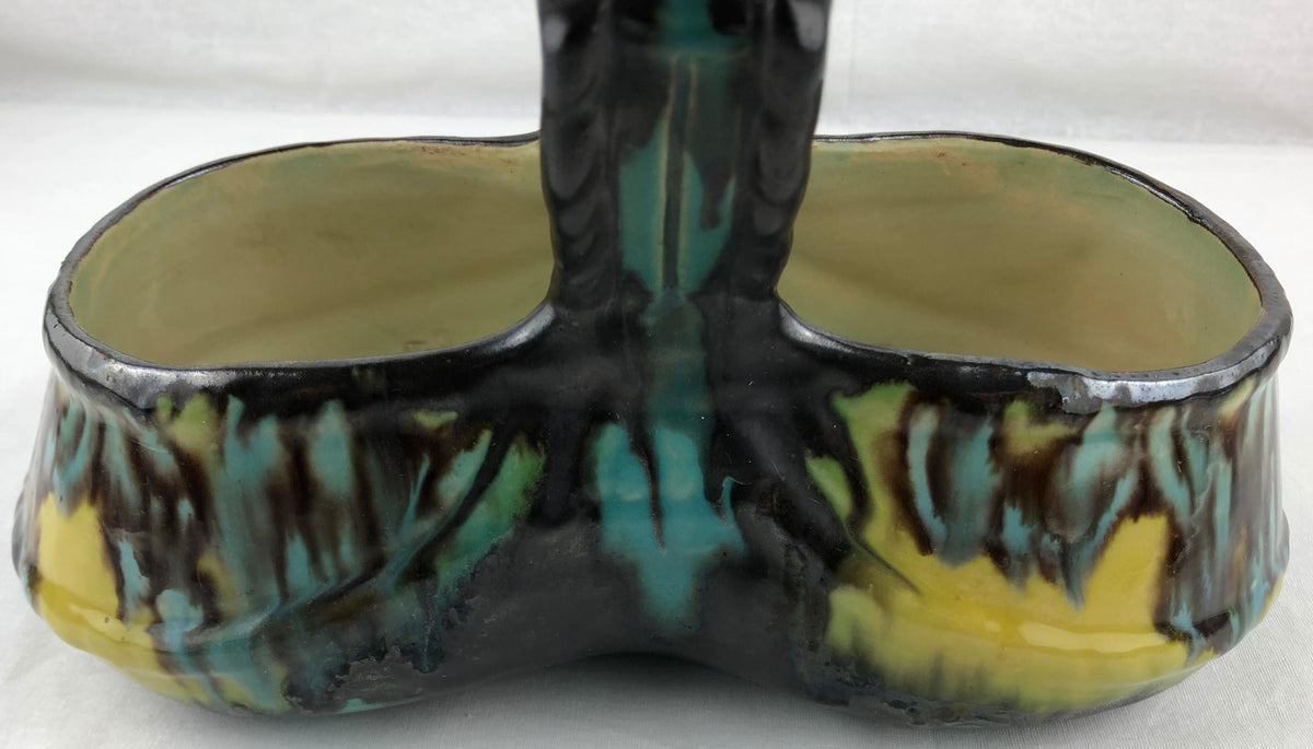 French Art Deco Handcrafted Ceramic Basket or Bowl by Henri Delcourt — detail 5
