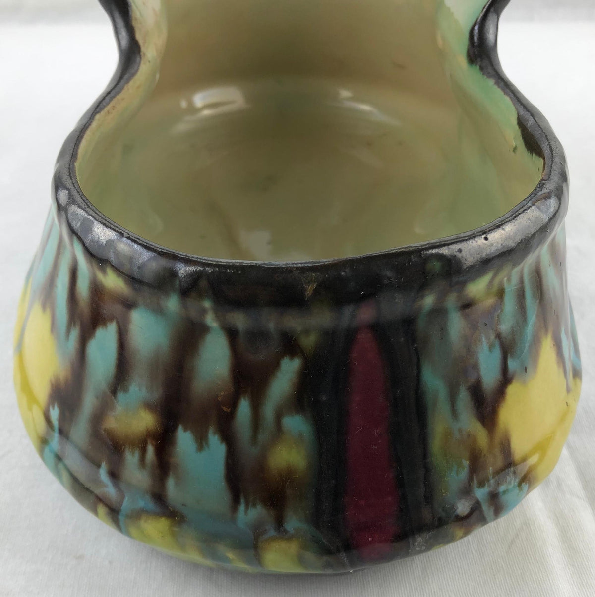 French Art Deco Handcrafted Ceramic Basket or Bowl by Henri Delcourt — detail 6