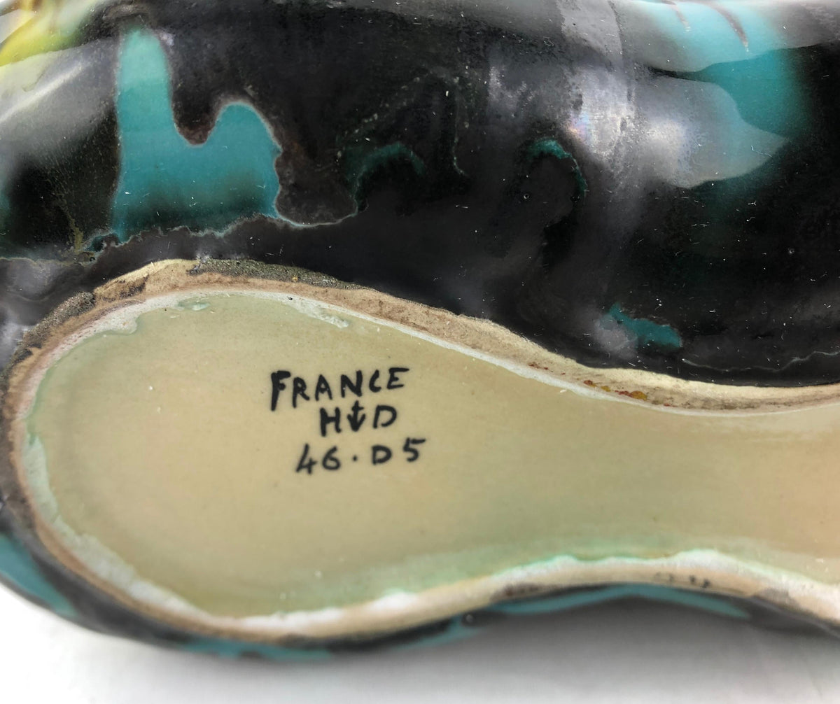 French Art Deco Handcrafted Ceramic Basket or Bowl by Henri Delcourt — detail 8