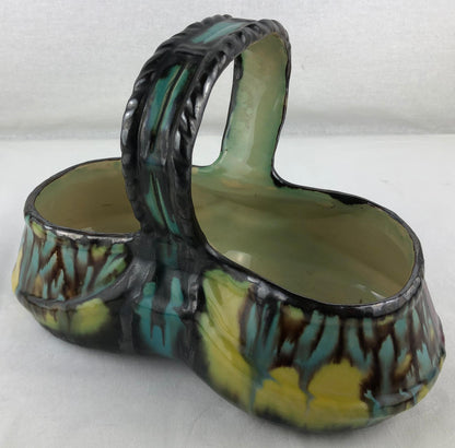 French Art Deco Handcrafted Ceramic Basket or Bowl by Henri Delcourt — detail 9