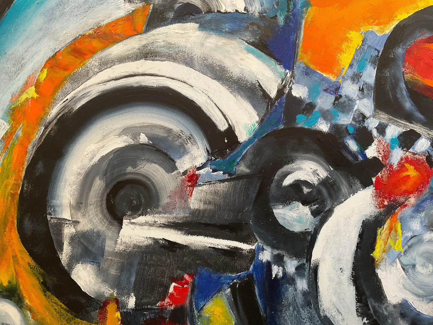 Sonia Delaunay Style Cubist Art Composition Painting by Heidi Melano — detail 3