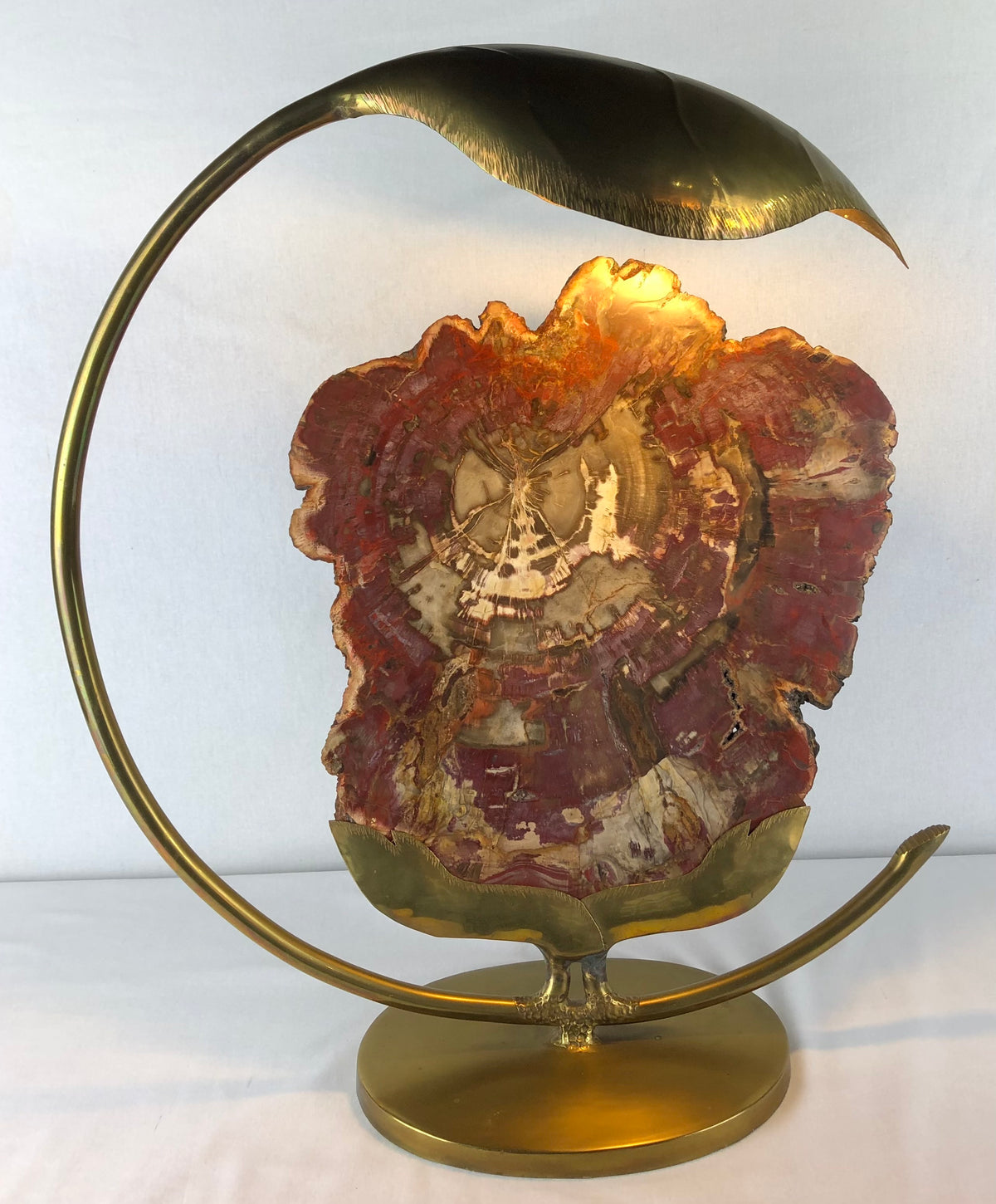 Sculptural Brass and Agate Table Lamp by Henri Fernandez, France, 1970s