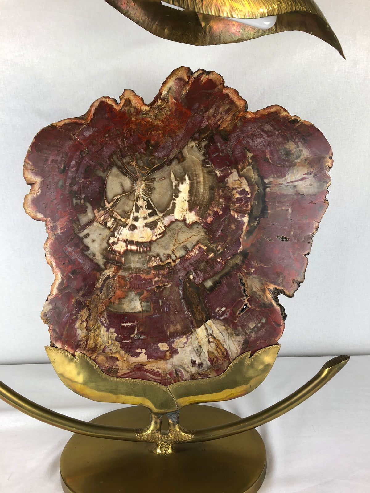 Sculptural Brass and Agate Table Lamp by Henri Fernandez, France, 1970s — detail 4