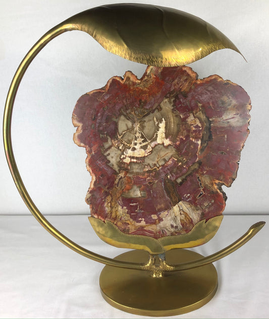 Sculptural Brass and Agate Table Lamp by Henri Fernandez, France, 1970s — detail 2