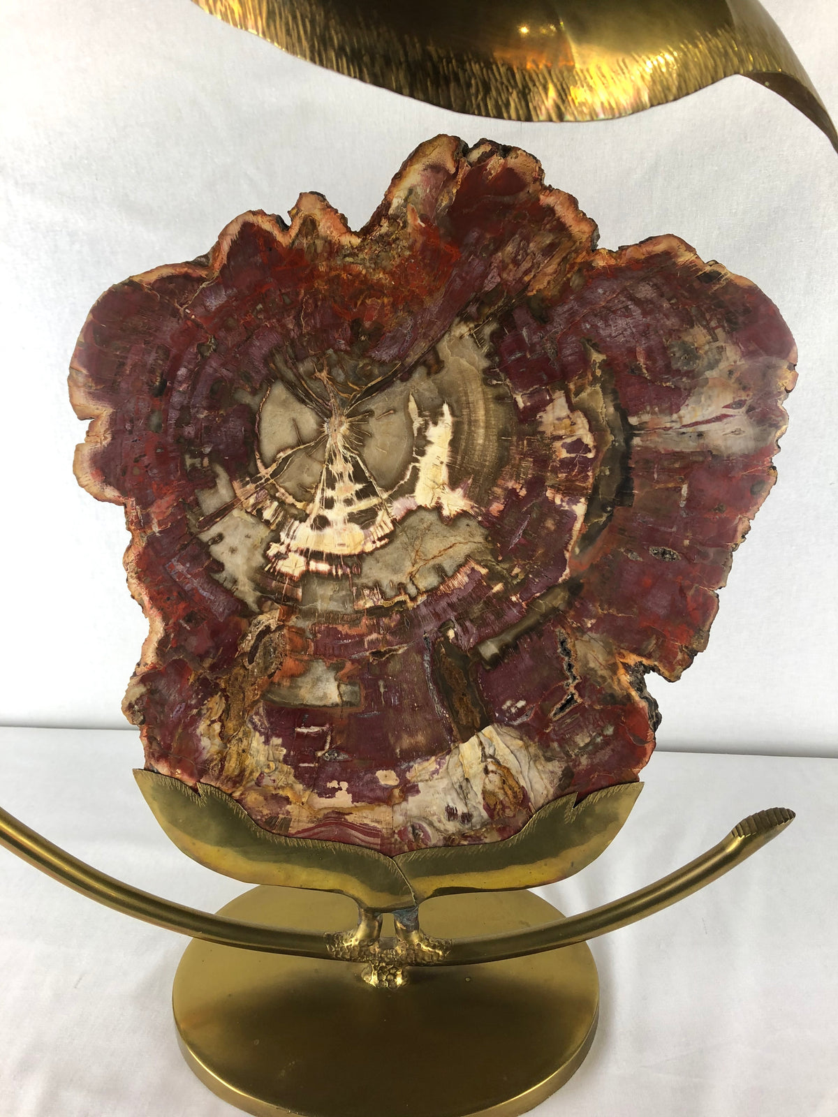 Sculptural Brass and Agate Table Lamp by Henri Fernandez, France, 1970s — detail 5