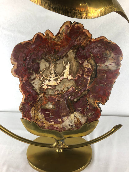 Sculptural Brass and Agate Table Lamp by Henri Fernandez, France, 1970s — detail 5