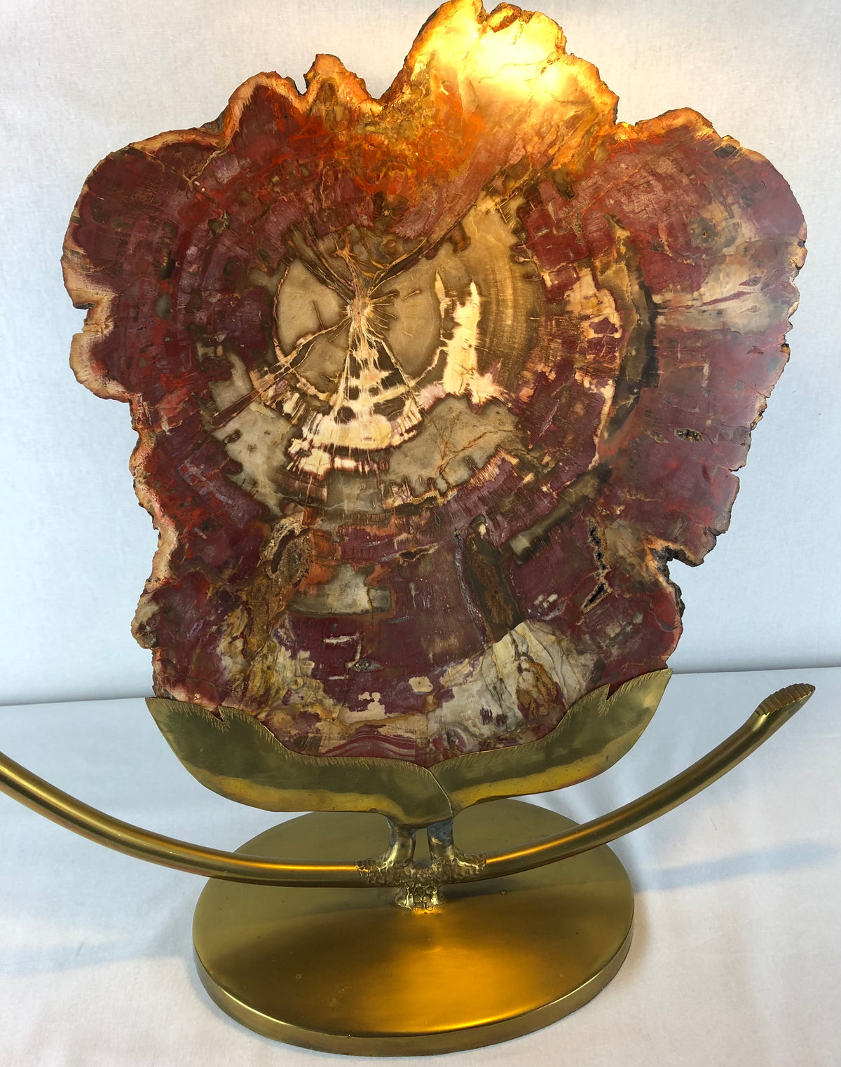 Sculptural Brass and Agate Table Lamp by Henri Fernandez, France, 1970s — detail 3