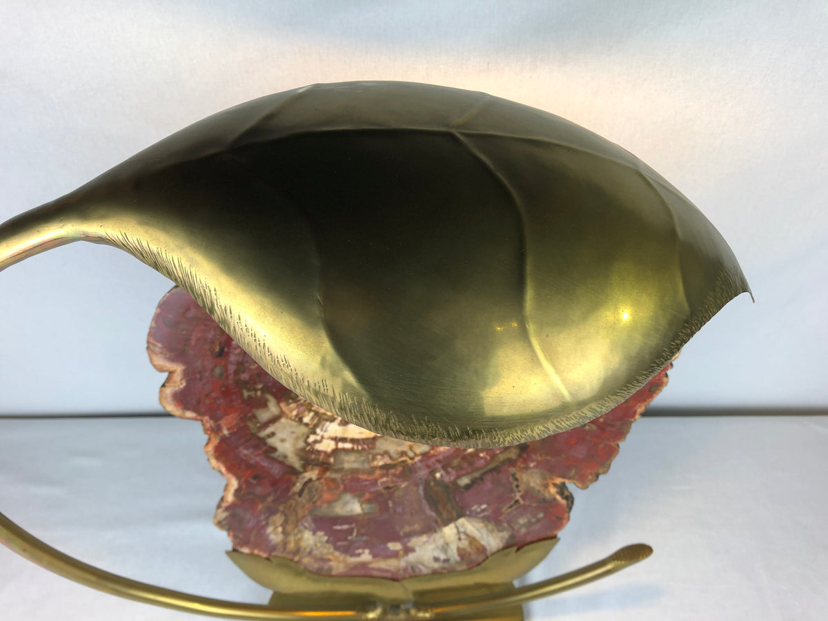 Sculptural Brass and Agate Table Lamp by Henri Fernandez, France, 1970s — detail 6