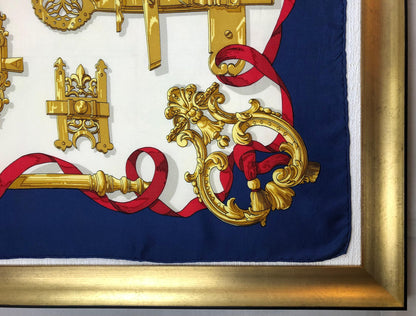 Elegant Vintage Hermes Scarf, Navy Red & Gold by Caty de Savigny — detail 7