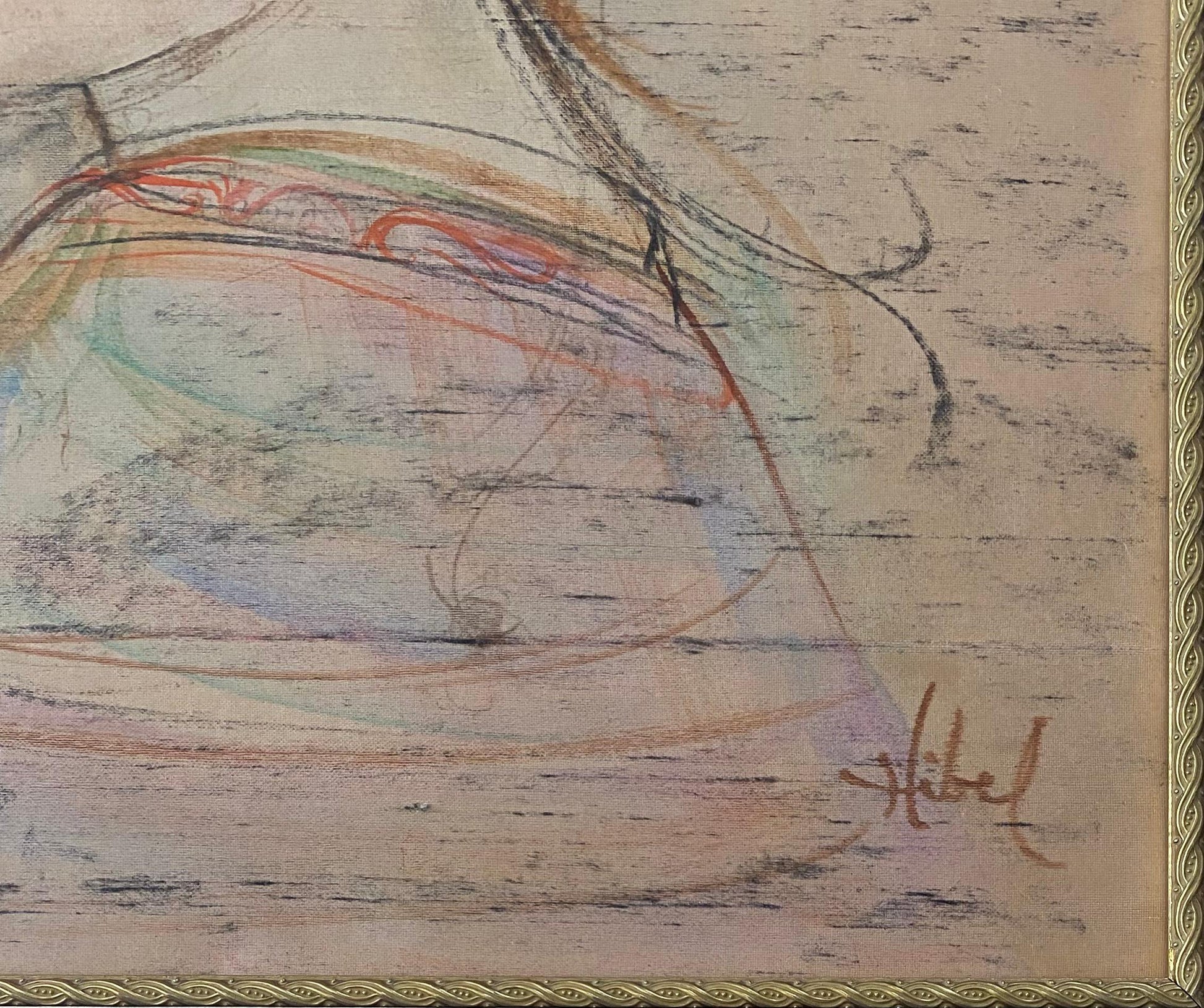 Edna Hibel Color Lithograph and Oil Embellished Mother and Children — detail 3