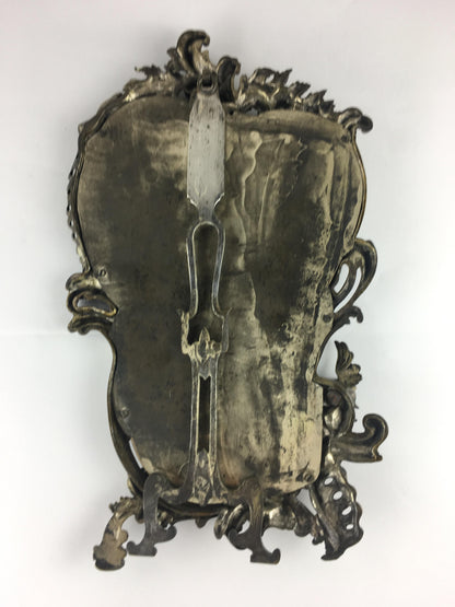 19th Century Napoleon III Style French Silver Plated Bronze Table Mirror — detail 6