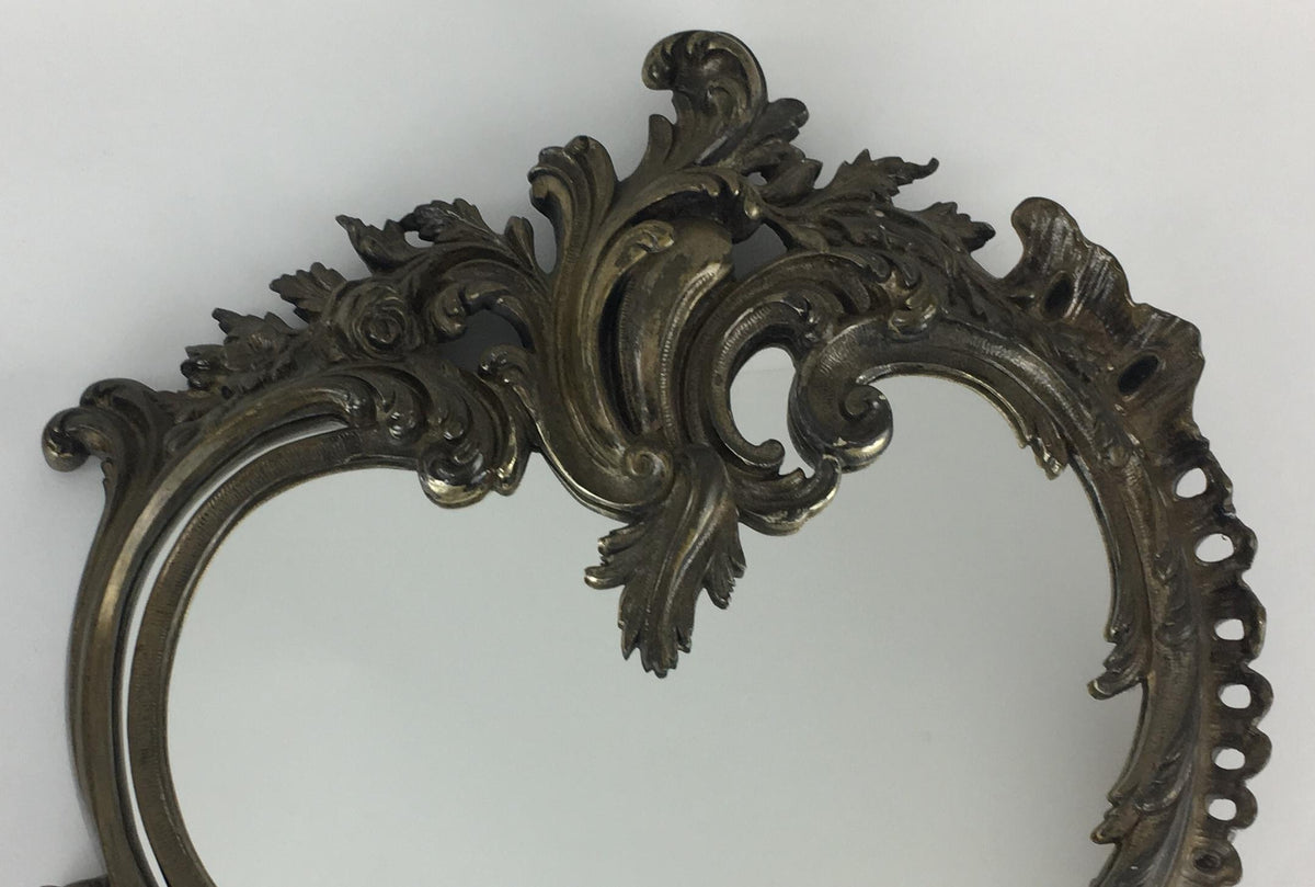 19th Century Napoleon III Style French Silver Plated Bronze Table Mirror — detail 2