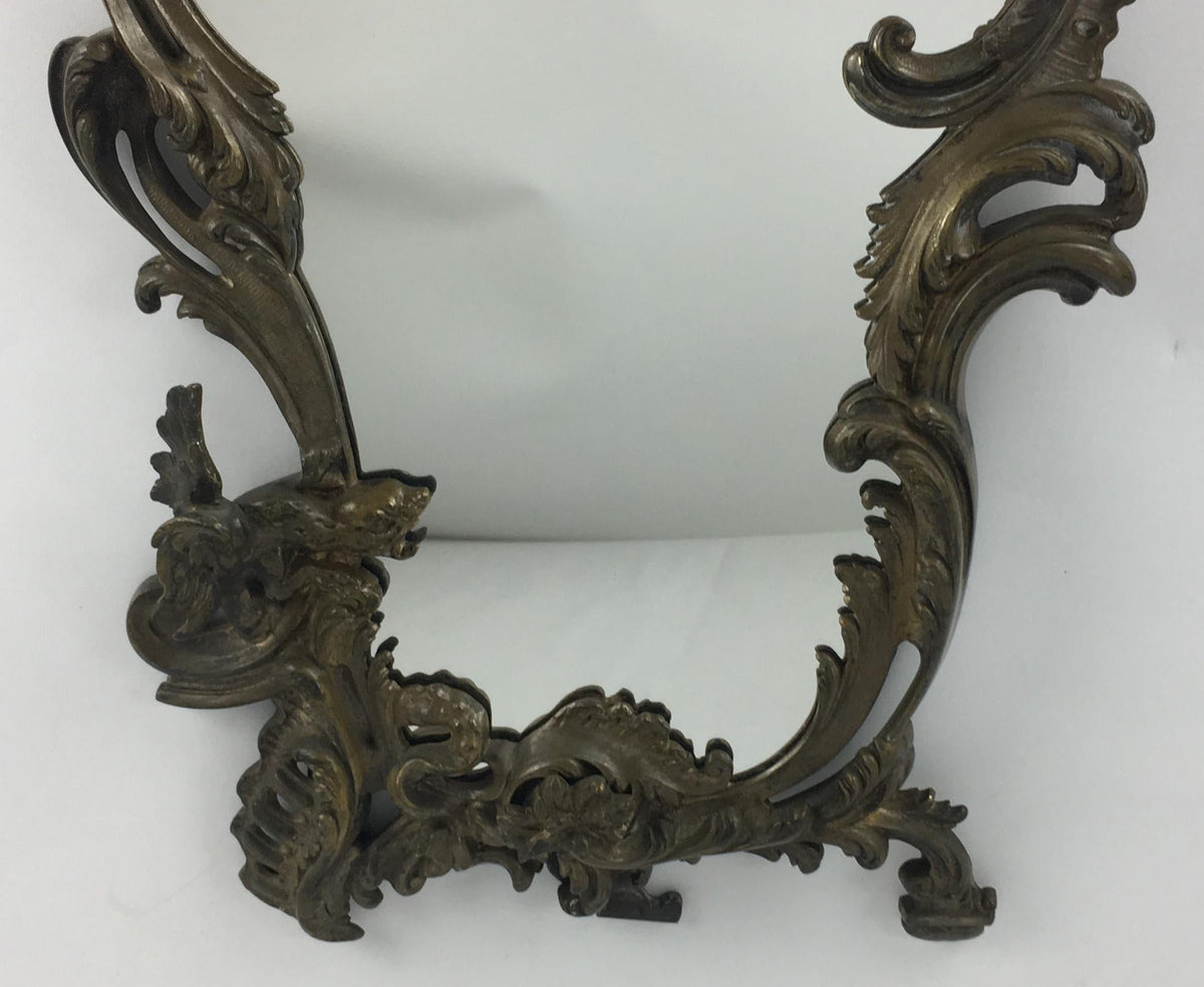 19th Century Napoleon III Style French Silver Plated Bronze Table Mirror — detail 4