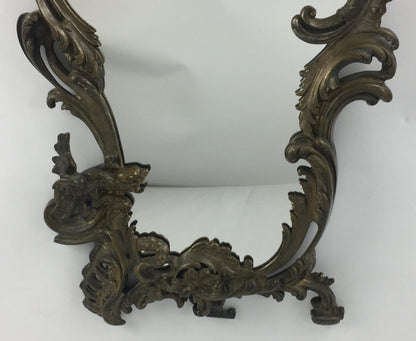 19th Century Napoleon III Style French Silver Plated Bronze Table Mirror — detail 4