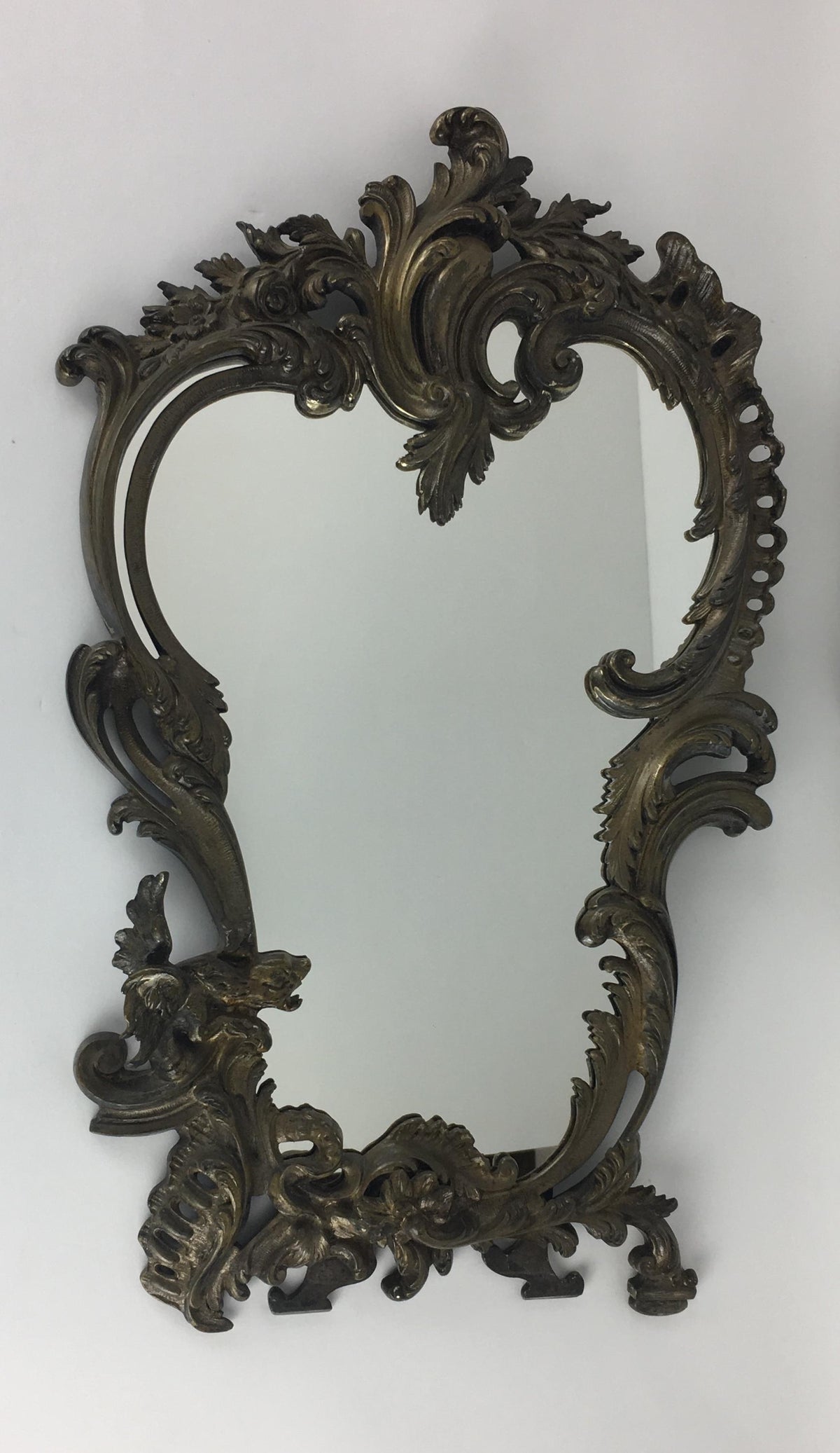 19th Century Napoleon III Style French Silver Plated Bronze Table Mirror — detail 3