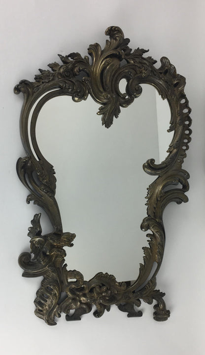 19th Century Napoleon III Style French Silver Plated Bronze Table Mirror — detail 3
