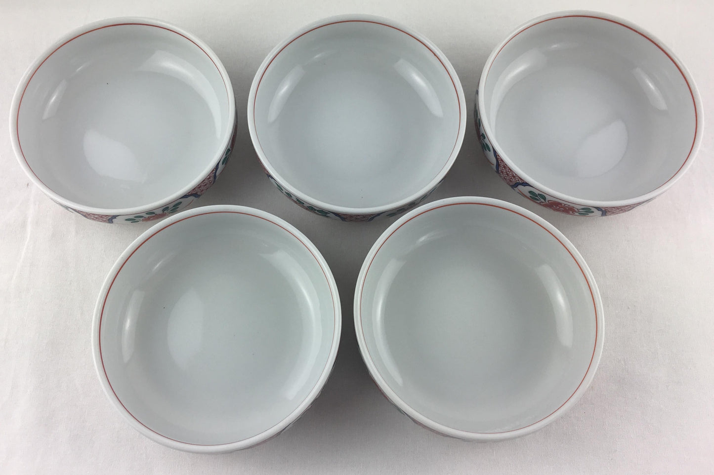 Collection of Five Japanese Imari Porcelain Bowls, Hand Painted — detail 5