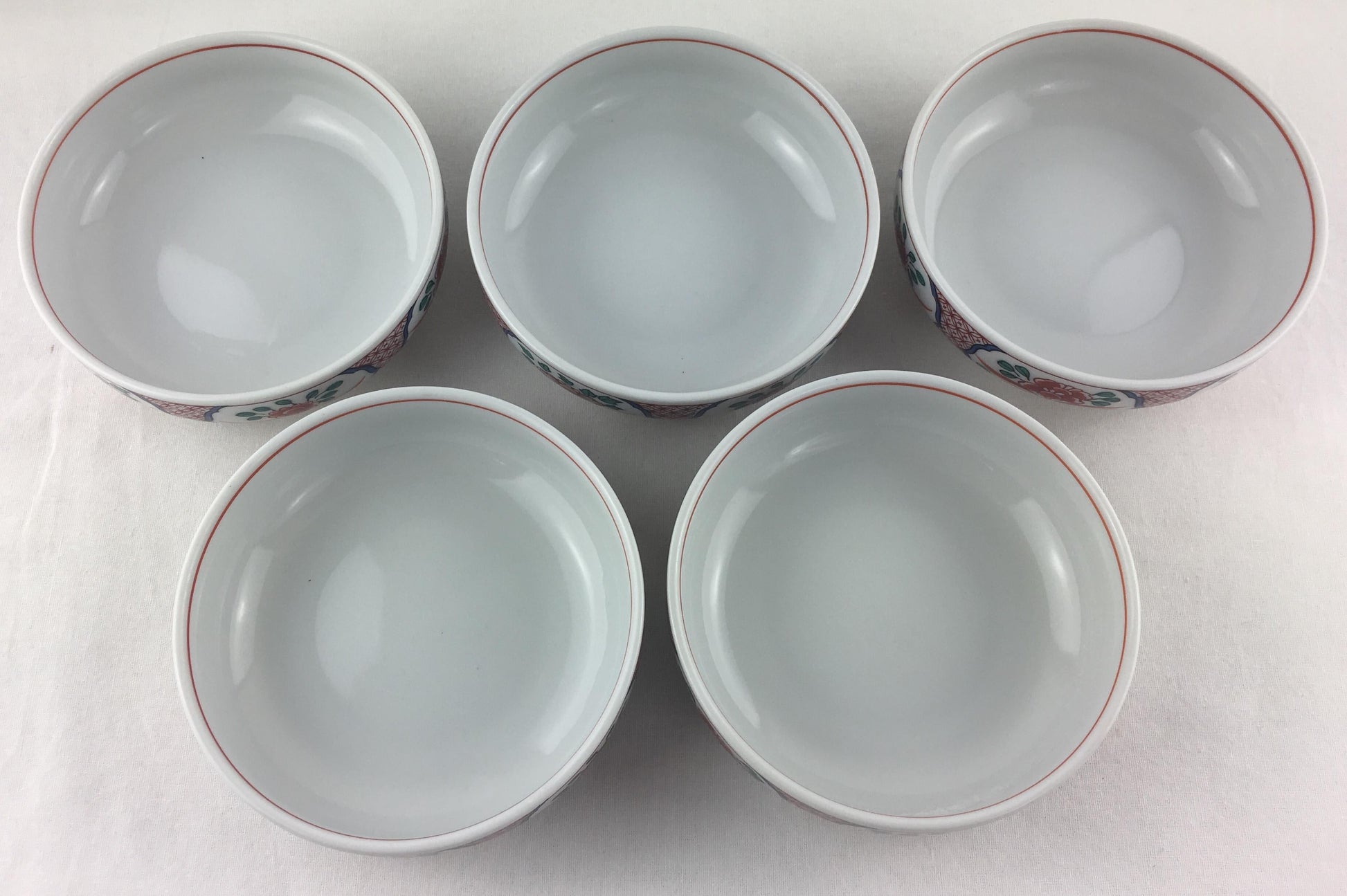 Collection of Five Japanese Imari Porcelain Bowls, Hand Painted — detail 5