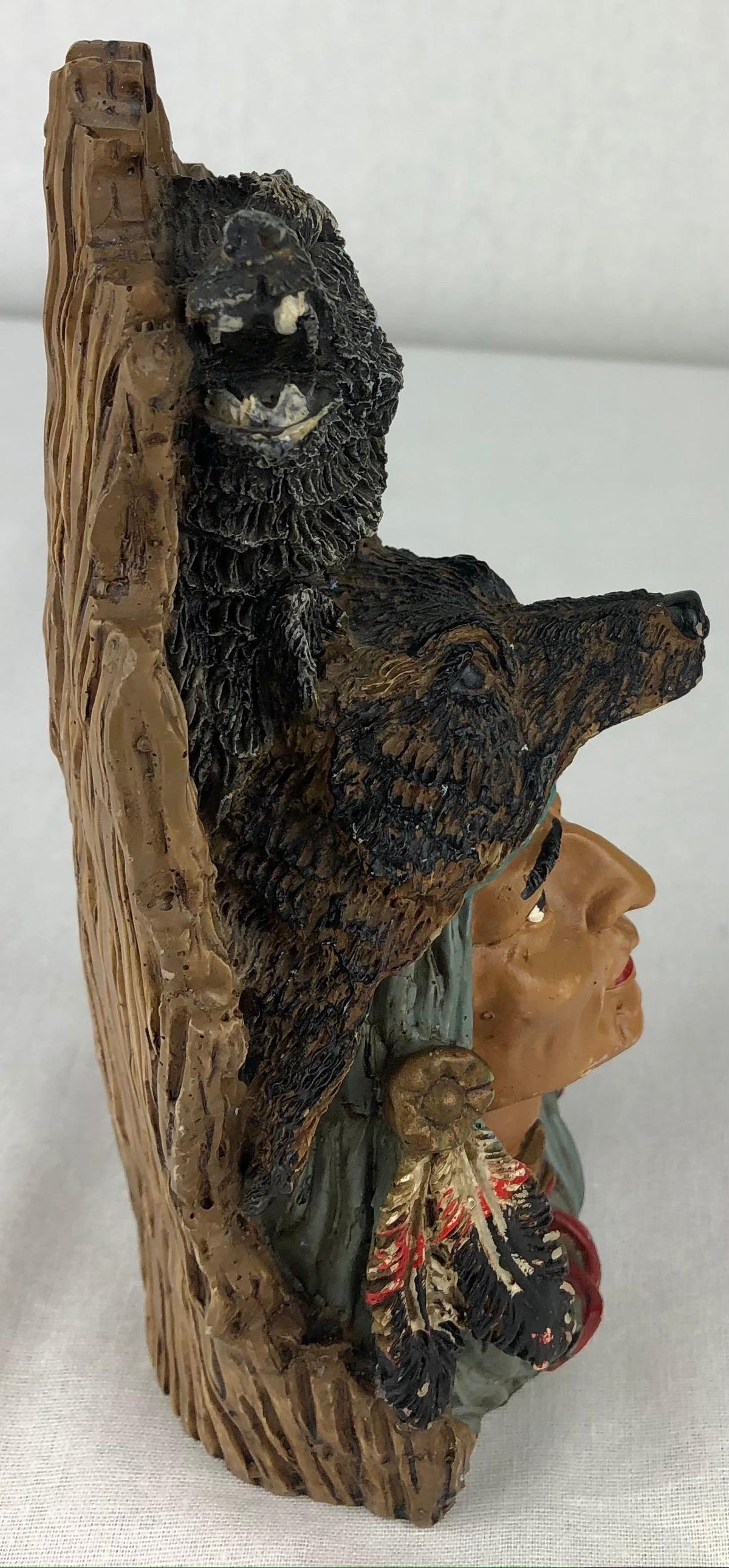 Collectible Native American Indian Hunter with Wolf Headresses — detail 3