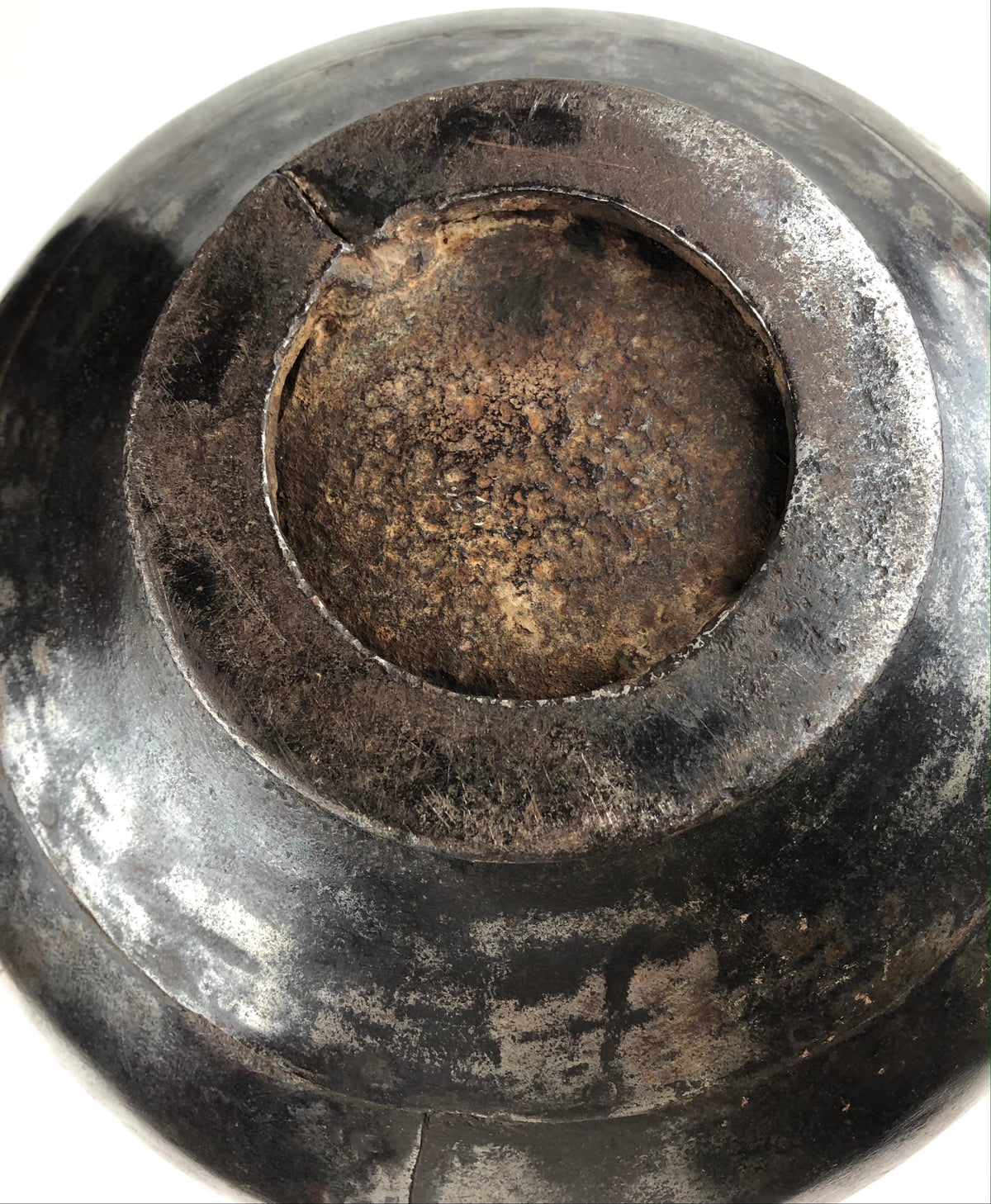 Polished Vintage Indian Metal Vase or Pot with Weathered Patina — detail 5