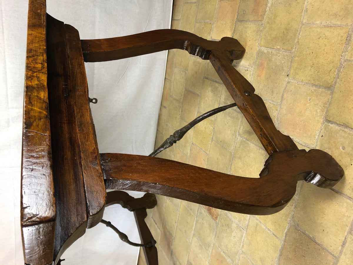 Italian 18th Century Trestle Console or Rustic European Walnut Center Table — detail 5