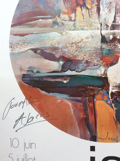 Original Midcentury Abstract Art Poster Signed by the Artist, Jacus — detail 2