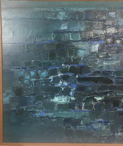 Modern Blue Abstract Painting by Mark Janson, circa 1958 — detail 3