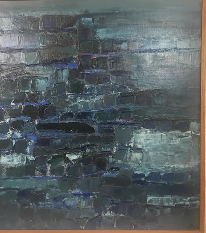 Modern Blue Abstract Painting by Mark Janson, circa 1958 — detail 4
