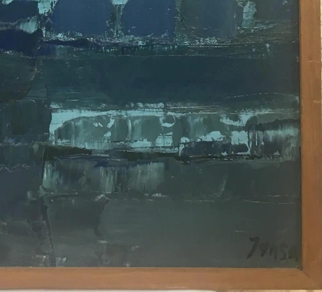 Modern Blue Abstract Painting by Mark Janson, circa 1958 — detail 6