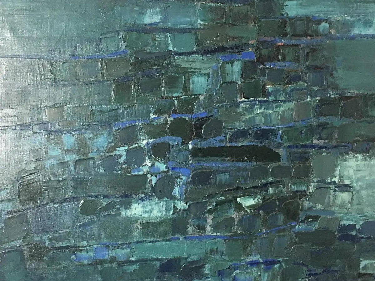 Modern Blue Abstract Painting by Mark Janson, circa 1958 — detail 7