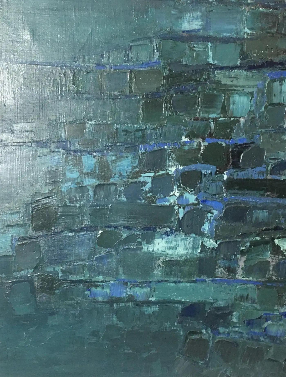Modern Blue Abstract Painting by Mark Janson, circa 1958 — detail 8