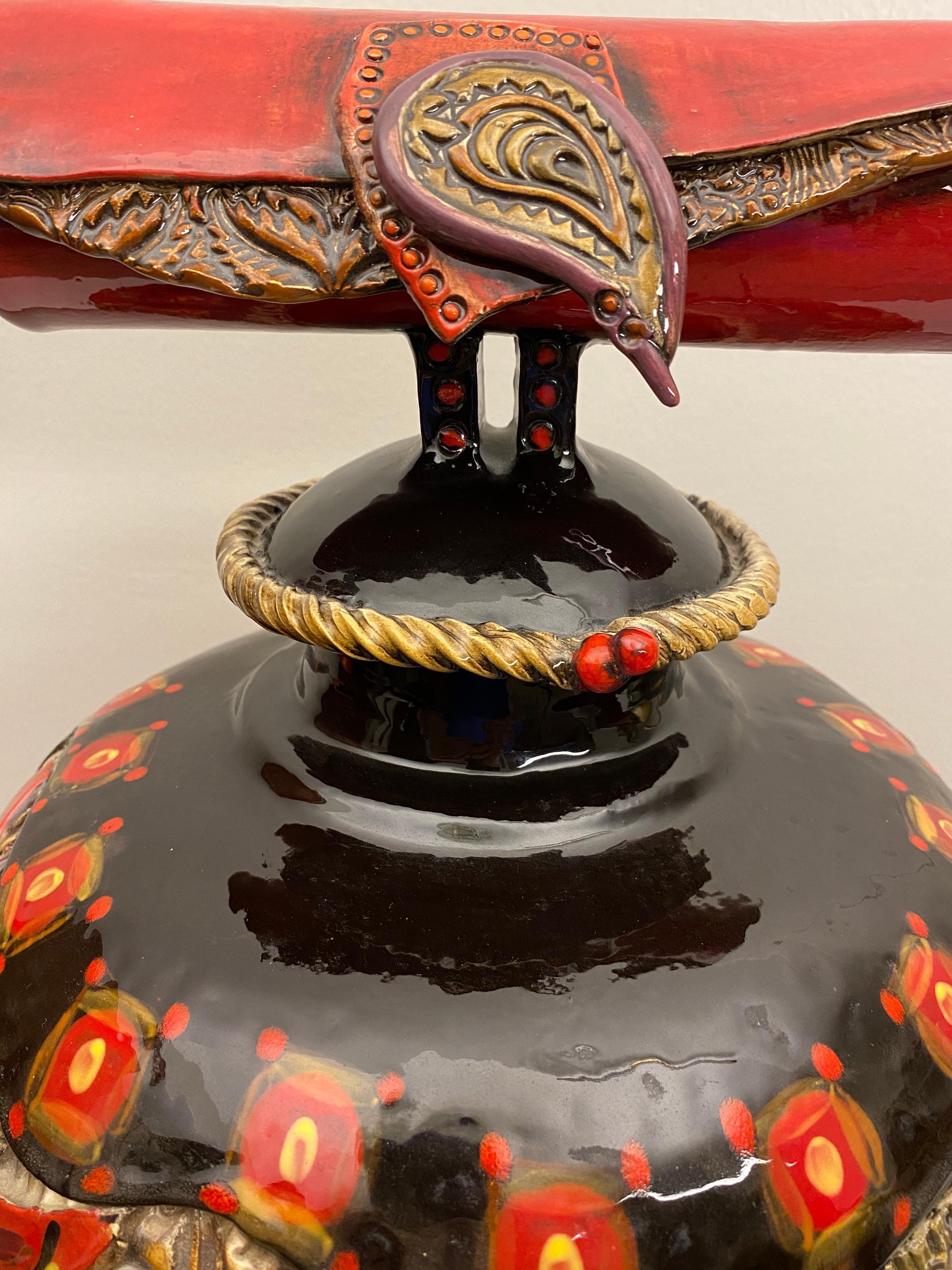 Large Studio Pottery Japanese Style Ceramic Vase by Gail Markiewicz — detail 10