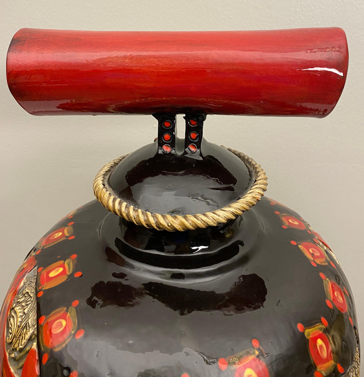 Large Studio Pottery Japanese Style Ceramic Vase by Gail Markiewicz — detail 2