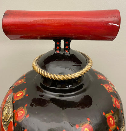 Large Studio Pottery Japanese Style Ceramic Vase by Gail Markiewicz — detail 2