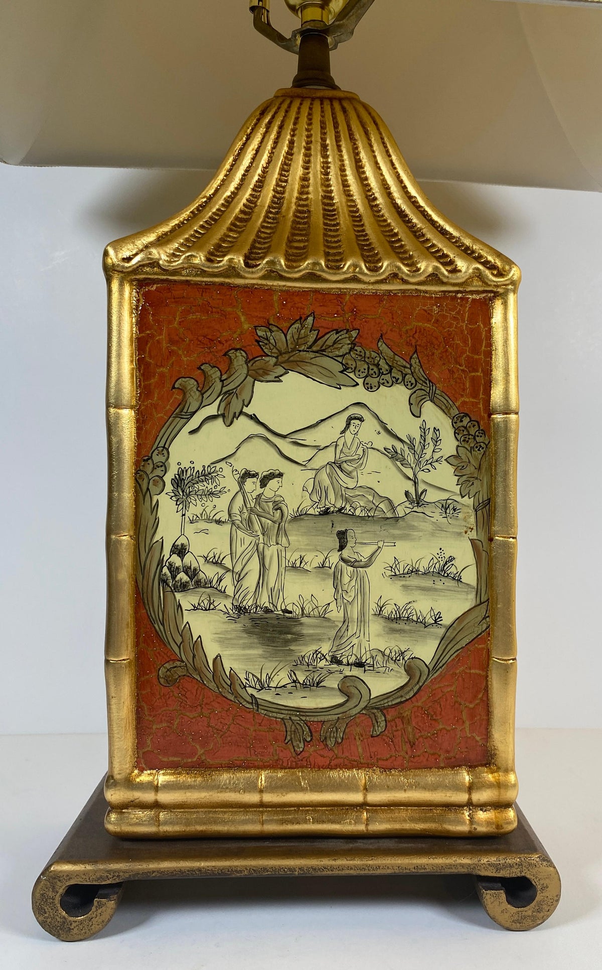 Japanese Cloisonne Lamp Mounted on Brass Base — detail 5