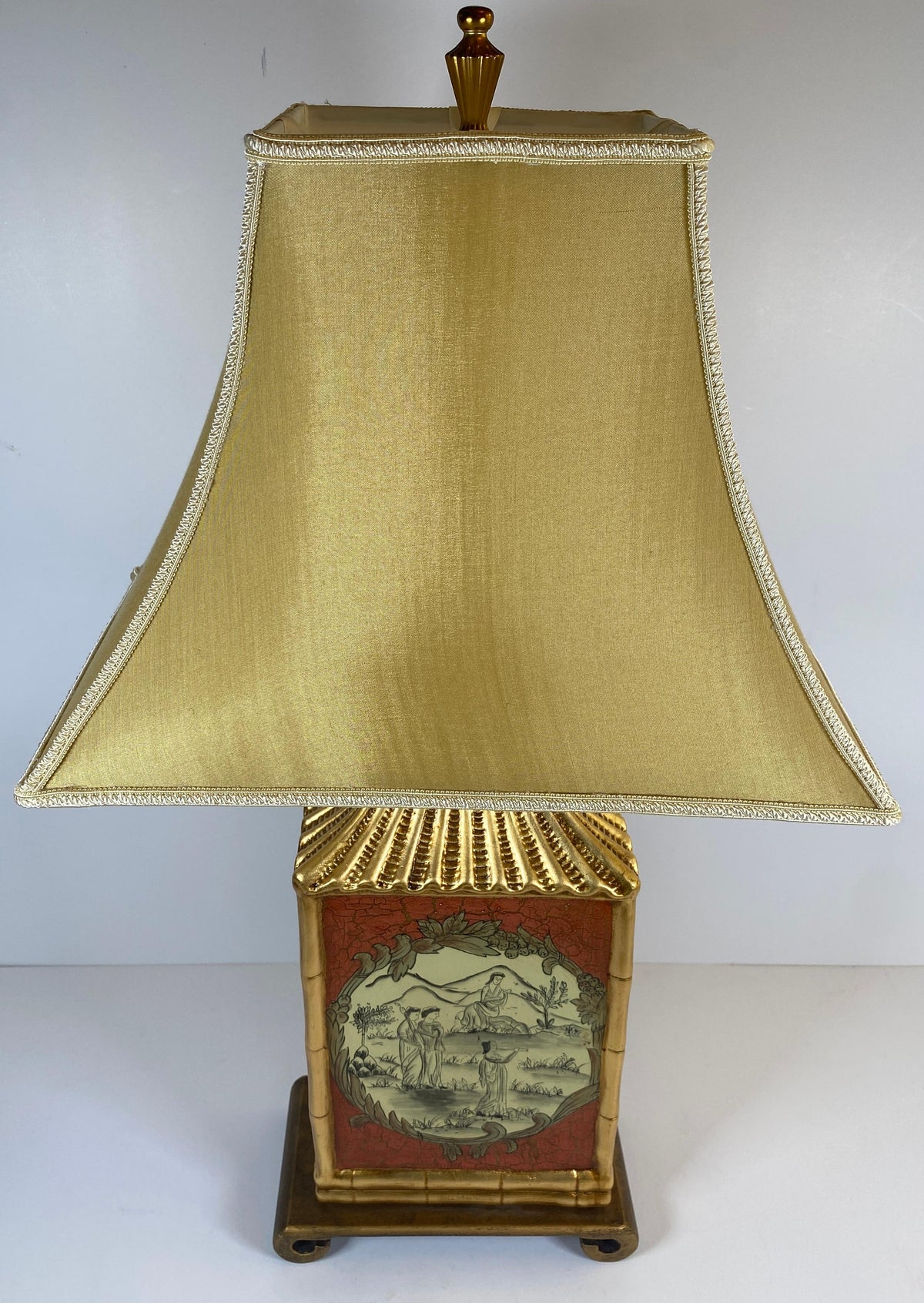 Japanese Cloisonne Lamp Mounted on Brass Base — detail 3