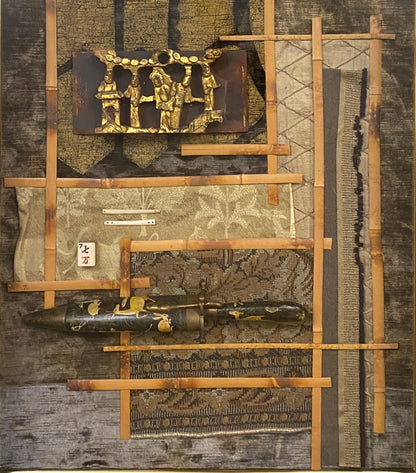 Large Contemporary Japanese Style Mixed Media Collage Wall Art — detail 11