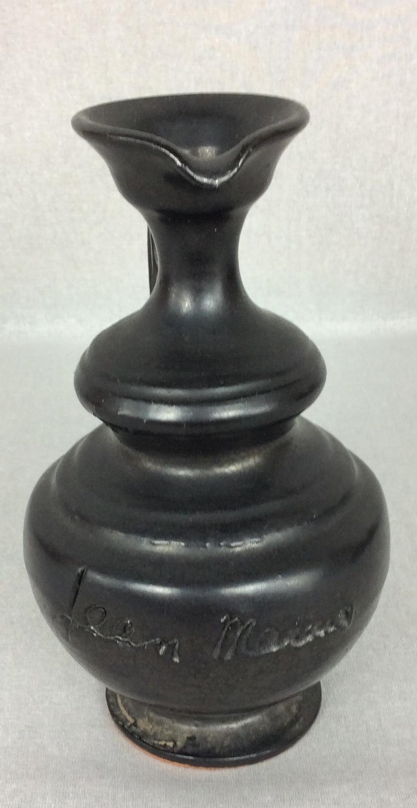 Jean Marais, Midcentury Black Matte Vase from Vallauris Studio — detail 2