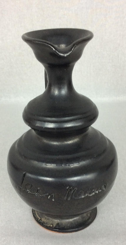 Jean Marais, Midcentury Black Matte Vase from Vallauris Studio — detail 2