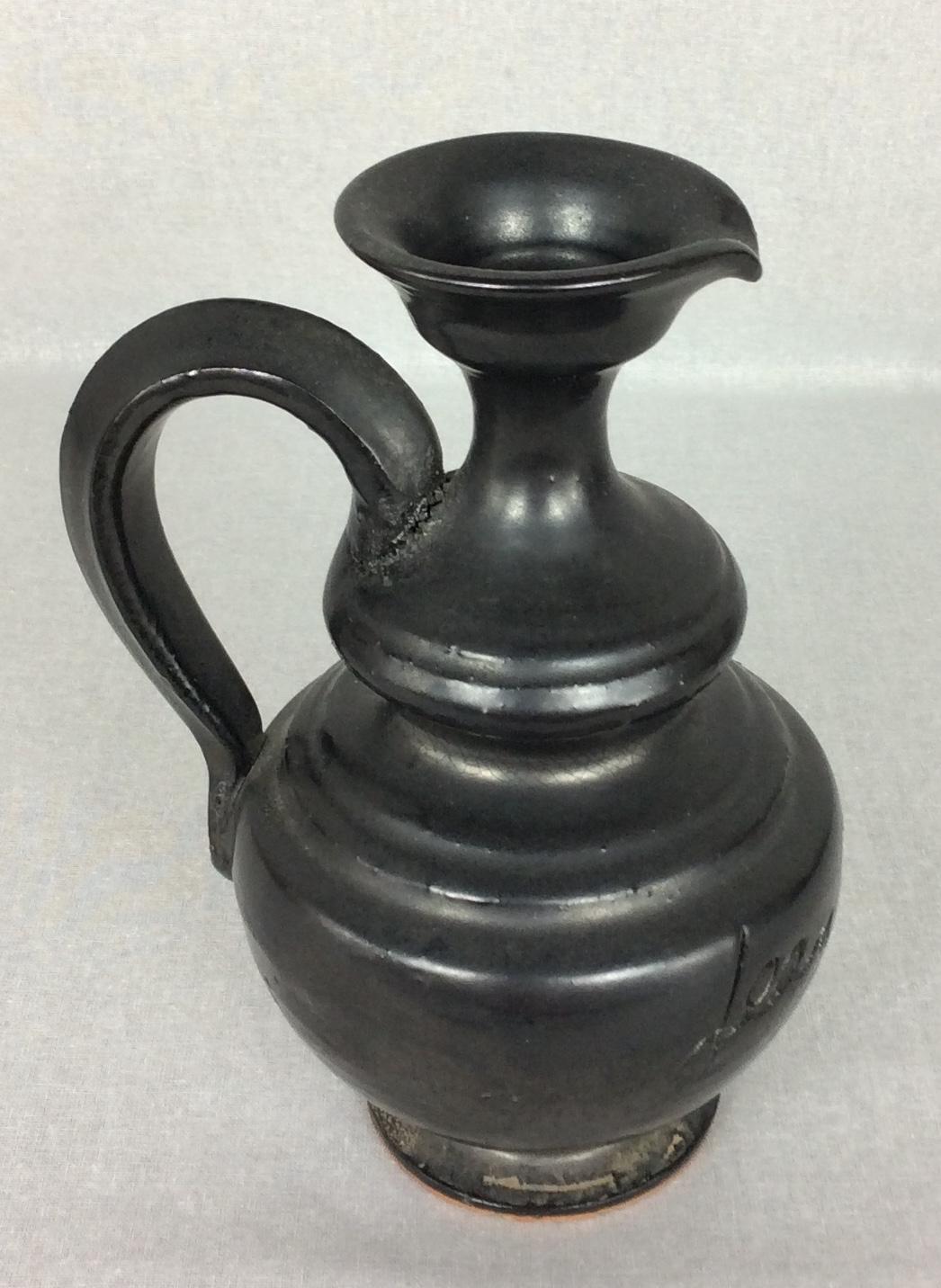 Jean Marais, Midcentury Black Matte Vase from Vallauris Studio — detail 7