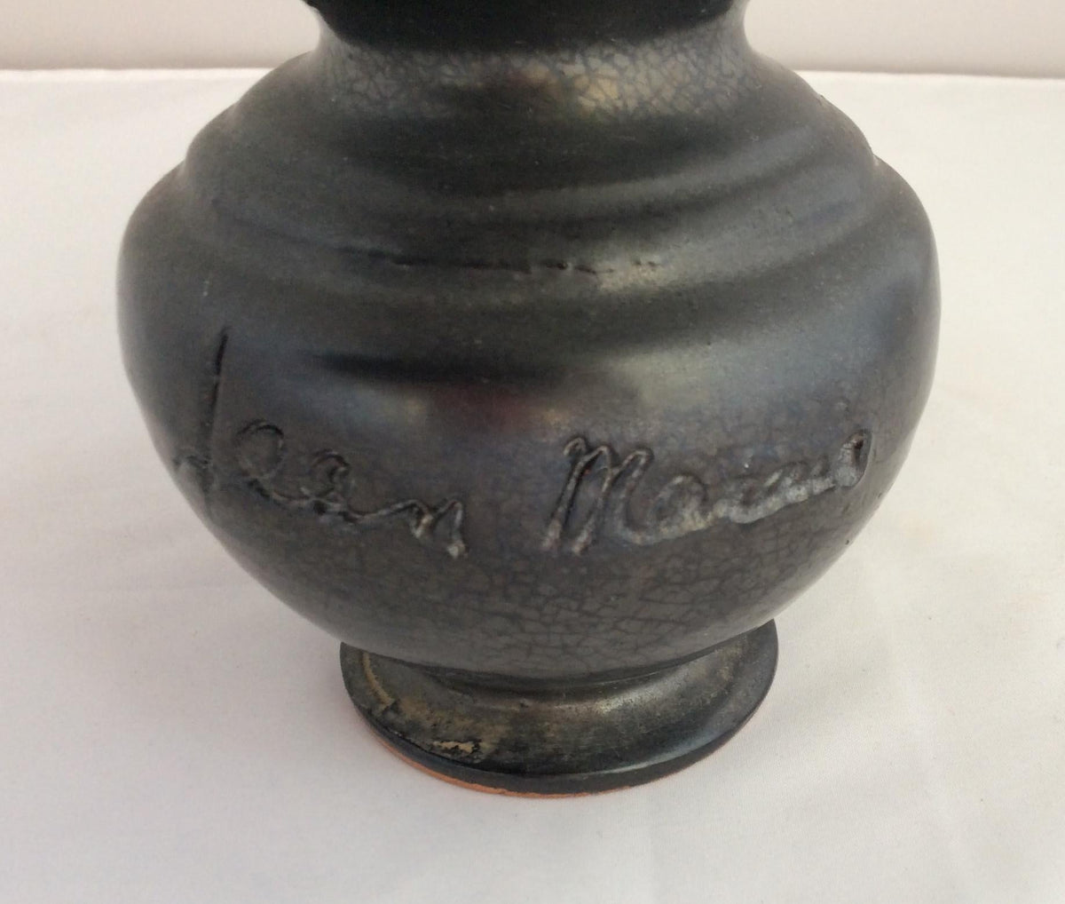 Jean Marais, Midcentury Black Matte Vase from Vallauris Studio — detail 9