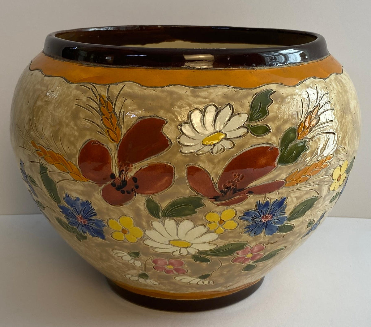 Antique Jerome Massier Planter Bowl, 11 Inch Diameter — detail 2