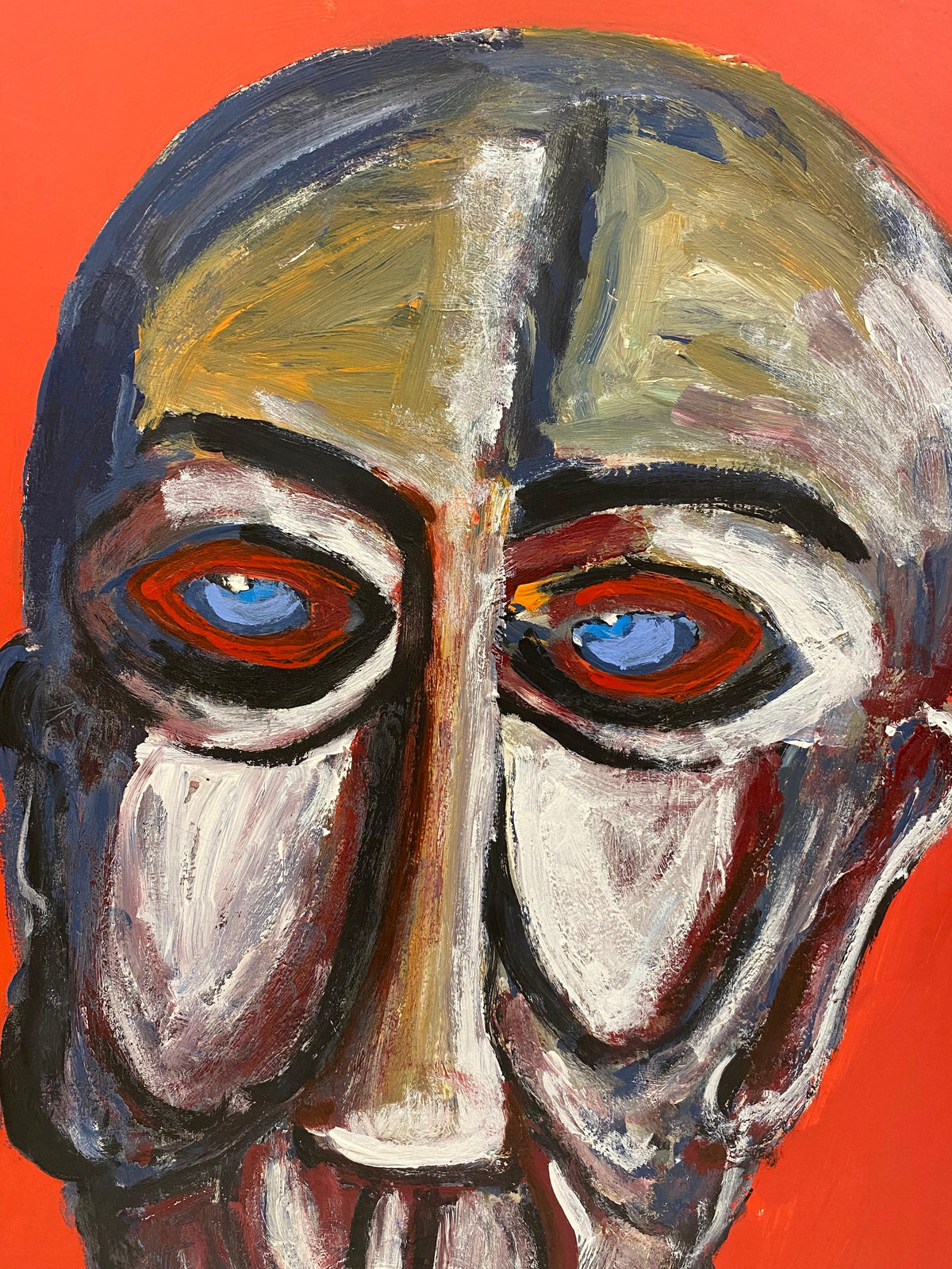 Jo Patch Oil on Board Painting Titled "l'Aveugle", The Blind — detail 5