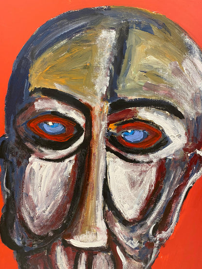 Jo Patch Oil on Board Painting Titled "l'Aveugle", The Blind — detail 5