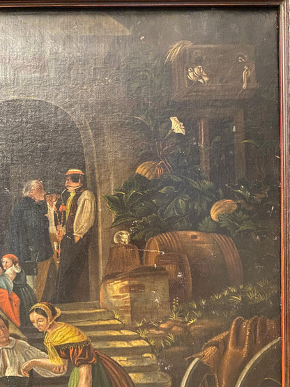 19th Century German Genre Painting Attrib. to Johann Sperl Village Scene — detail 2